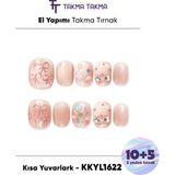 Takma Takma KKYL1622 Kısa Yuvarlak 15'li Tekrar Kullanılabilir El Yapımı Protez Takma Tırnak - Renkli-L