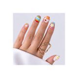 Takma Takma M Beden Renkli Nail Art Kısa Yuvarlak 10'lu Tekrar Kullanılabilir El Yapımı Protez Takma Tırnak EKYL3032