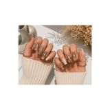 Takma Takma M Beden Takma Tırnak Kahverengi Nail Art Uzun Balerin 10'lu Tekrar Kullanılabilir El Yapımı Protez Takma Tırnak KUBL1589