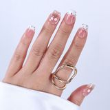 Takma Takma Nail Art Kısa Balerin 10'lu Tekrar Kullanılabilir El Yapımı Protez Takma Tırnak EKBL3030 Pembe-S
