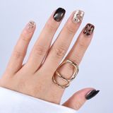 Takma Takma Renkli Nail Art Kısa Kare 10'lu Tekrar Kullanılabilir El Yapımı Protez Takma Tırnak EKKR-3555 Siyah-M