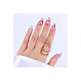 Takma Takma S Beden Takma Tırnak Pembe Nail Art Kısa Badem 10'lu Tekrar Kullanılabilir El Yapımı Protez Takma Tırnak EKB3004