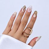 Takma Takma Takma Tırnak Beyaz Nail Art Kısa Oval 10'lu Tekrar Kullanılabilir El Yapımı Protez Takma Tırnak EKOV3025 Ten Rengi-S