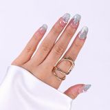 Takma Takma Takma Tırnak Mavi Nail Art Kısa Oval 10'lu Tekrar Kullanılabilir El Yapımı Protez Takma Tırnak EKOV-3514 Mavi-M