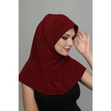 Takmatik Sade Bordo Hazır Türban Tesettür Havuz Bonesi Namaz Örtüsü