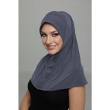 Takmatik Sade Koyu Gri Hazır Türban Tesettür Havuz Bonesi Namaz Örtüsü