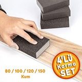 Takoz Sunger Zimpara 80-100-120-150 Kum Karma Paket Kubik El Zimparasi Islak Kuru (4Lu Set)