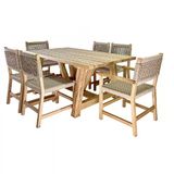 Taksim Ahşap Bahçe Takımı: 100X180 Masa + 6 Sandalye Set, Masif Kestane
