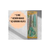 Taksun Kumaş Terzi Makas, 9 İnç, Keskin, Uç Koruma Kılıflı, Yeşil