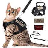 Taktik kedi koşum takımı ve tasma yumuşak file kedi açık hava yürüyüş yeleği ayarlanabilir büyük kedi yeleği, kauçuk saplı büyük kedi yeleği, büyük kedi, köpek yavrusu ve küçük köpekler için kontrolü