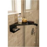 takva çelik kapı Premium Mat Siyah Köşe Duş Rafı 25x25 cm | Sabunluklu Metal Banyo Rafı | Paslanmaz Şampuan Organizeri