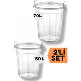 Takyaka Şeffaf Kilitli Erzak /un/ Bakliyat Saklama Kovası 50/70 Lt Ikili Set