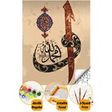 tale hobby Sayılarla Boyama Numaralı Tuval Seti Fırça Boya Dahil 40x50cm - Elif Vav Hat Yazısı