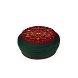 Talebe Sarığı - Yeşil Kumaş - Bordo Takke - Yuvarlak Sarım - Kuş Gözlü - 5 metre (62 Cm)