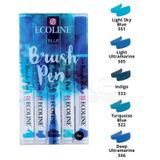 Talens Ecoline Brush Pen Mavi Tonlar 5'li Set