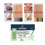 Talens Eskiz Başlangıç Seti - Canson 25x35 Defter - 12'li Dereceli Kalem Seti ve 12'li Kuru Boya Seti