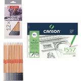 Talens Eskiz Başlangıç Seti - Canson 25X35 Defter ve 12'li Grafit Dereceli Kalem Seti - Renkli - Standart