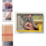 Talens Eskiz Başlangıç Seti - Talens A5 Defter ve 12'li Grafit Dereceli Kalem Seti - Renkli - Standart
