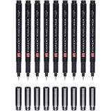 Talens Pigment Fineliner Teknik Çizim Kalemi 9'lu Set - Siyah