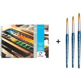 Talens Van Gogh Sulu Boya Defteri A5 300GR. ve Art Design 123 Suluboya Fırça Seti No: 2-6-10 - Karışık-Çok Renkli - standart