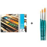 Talens Van Gogh Sulu Boya Defteri A5 300GR. ve Da Vinci Set-5 Suluboya Fırça Seti No: 2-6-10 - Karışık-Çok Renkli - standart