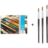 Talens Van Gogh Sulu Boya Defteri A5 300GR. ve Pebeo 145 Suluboya Fırça Seti No: 2-6-10 - Karışık-Çok Renkli - standart