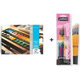 Talens Van Gogh Sulu Boya Defteri A5 300GR. ve Pebeo Set-2 Suluboya Fırça Seti No: 2-4-6-8 - Karışık-Çok Renkli - standart