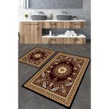 Talia Home Altın Klasik Desenli 2'li Banyo Paspas Seti TLAHMP-198 - Bordo