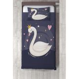 Talia Home antrasit-Mor Kuğu Desenli Çocuk ve Bebek Odası Yatak Örtüsü TLAY-222 - 360 x 220 cm
