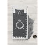 Talia Home Antrasit Taç Desenli Bebek Nevresim Takımı Çarşaflı TLABN-035 - Gri - 100 x 150 cm
