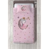 Talia Home Ay'da Oturan Kız Pembe Desenli Çocuk ve Bebek Odası Yatak Örtüsü TLAY-280 - 417 x 220 cm