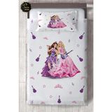 Talia Home Barbie Prenses Desenli Çocuk Odası Yatak Örtüsü TLAY-303 - 440 x 220 cm - Beyaz