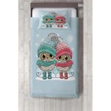 Talia Home baykuş Desenli Yatak Örtüsü TLAY-236 - 374 x 220 cm - Turkuaz