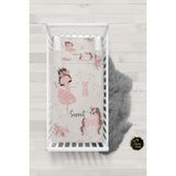 Talia Home Bej Balerin Kız ve Unicorn Desenli Bebek Nevresim Takımı Çarşaflı TLABN-258 - 100 x 150 cm
