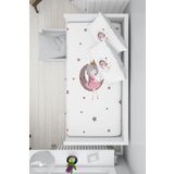 Talia Home Beyaz Ay'da Oturan Kız 100x200 Montessori Yatak Çocuk Nevresim Takımı TLAM-085