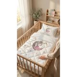 Talia Home Beyaz Ay'da Oturan Kız Desenli Bebek Beşik Uyku Seti TLABG-085