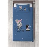 Talia Home bisikletli Ayıcık ve Kız Yatak Örtüsü TLAY-183 - 322 x 220 cm - Mavi