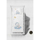 Talia Home Bulut ve Ayıcık Desenli Bebek Nevresim Takımı Çarşaflı TLABN-171 - Beyaz - 100 x 150 cm