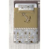 Talia Home Çapa Desenli Çocuk ve Bebek Odası Yatak Örtüsü TLAY-015 - 140 x 220 cm - Bej - Gri