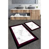 Talia Home Çerçeveli Mermer Desenli 2'li Banyo Paspas Seti TLAHMP-225 - Beyaz