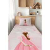 Talia Home Çiçek Tutan Kız Desenli Tek Kişilik Çocuk Pike Takımı Tlap-068 - Renkli
