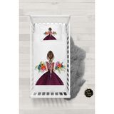 Talia Home Çiçekli Kız Desenli Bebek Nevresim Takımı Çarşaflı TLABN-295 - Beyaz - 100 x 150 cm