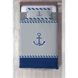 Talia Home Çocuk Odası Bebek Odası Gemici Desen Yatak Örtüsü TLAY-088 - 140 x 220 cm - Mavi - Gri