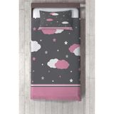Talia Home çocuk ve Bebek Odası Pembe Bulutlar Desen Yatak Örtüsü TLAY-156 - 295 x 220 cm