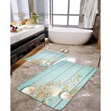 Talia Home Deniz Kabukları Baskılı 2'li Banyo Paspas Seti TLAHMP-019 - Turkuaz - 60 x 90 cm