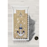 Talia Home Denizyıldızı Çapa Desenli Bebek Nevresim Takımı Çarşaflı TLABN-038 - Kahverengi - 100 x 150 cm
