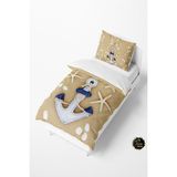 Talia Home Denizyıldızı Çapa Desenli Bebek ve Çocuk Nevresim Takımı TLAN-038 - Kahverengi - 160 x 220 cm