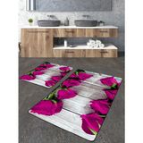 Talia Home Digital Baskılı 2'li Banyo Paspas Seti TLAHMP-074 - Pembe