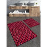 Talia Home Digital Baskılı 2'li Banyo Paspas Seti TLAHMP-124 - Kırmızı
