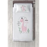 Talia Home dinozor Desenli Çocuk Odası Yatak Örtüsü TLAY-177 - 316 x 220 cm - Beyaz